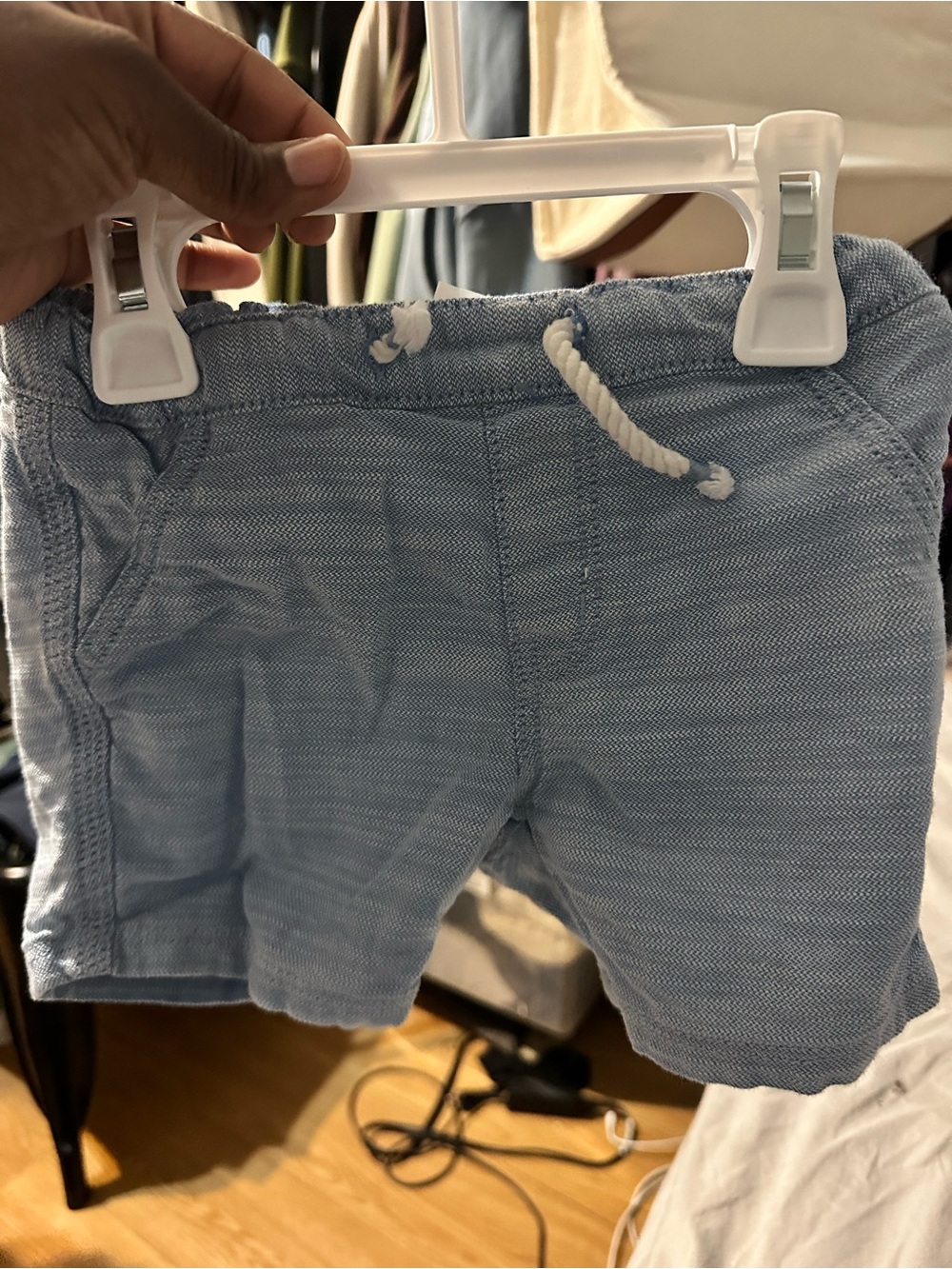 Baby/Toddler Light Blue Knit Shorts with Drawstring